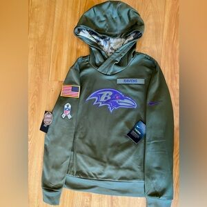 NFL Nike Ravens Salute to Service Team Hoodie with Patches NWT